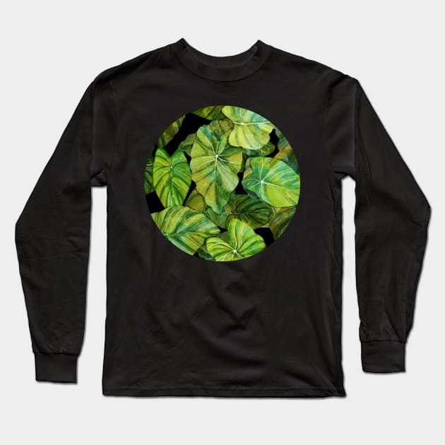 Green Leaves Long Sleeve T-Shirt by KatherineBlowerDesigns